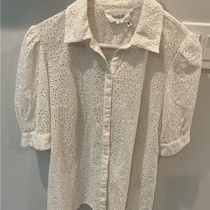 Ba&sh Sparro Eyelet Button Down Top, XS